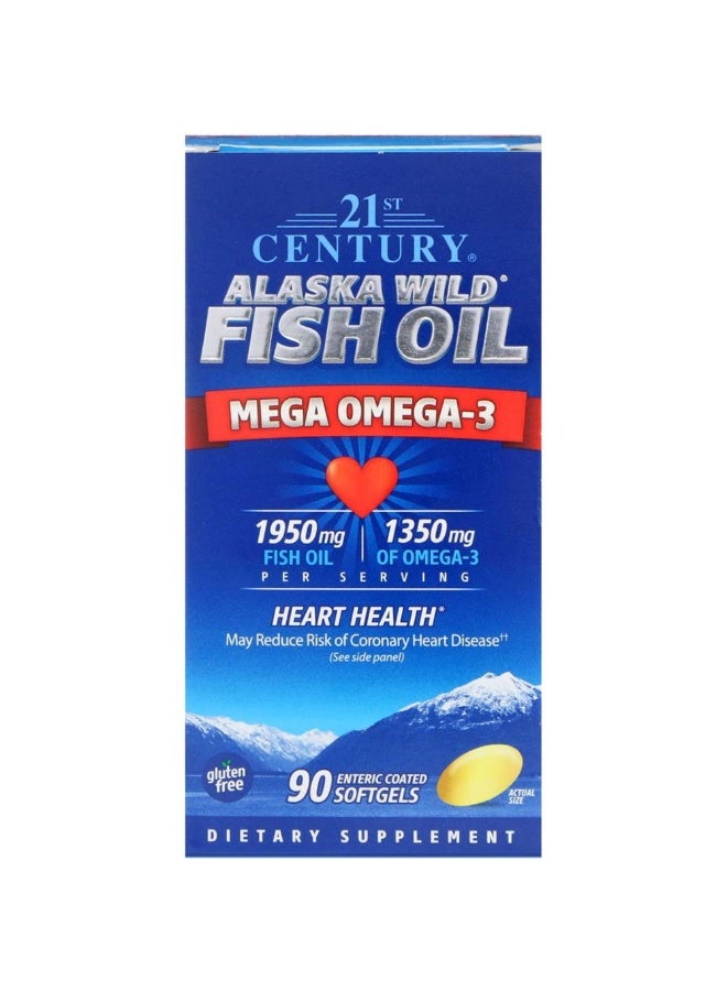 القرن الحادي والعشرون مكمل غذائي من زيت السمك البري ألاسكا ميجا أوميغا 3، 90 كبسولة هلامية. - Image 1